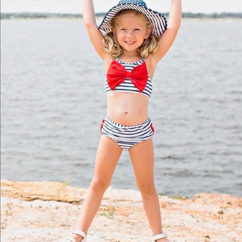 Navy Stripe Bow Bikini